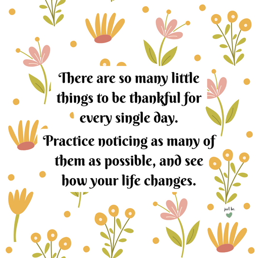 There are so many little things to be thankful for every single day. Practice noticing as many of them as possible, and see how your life changes.