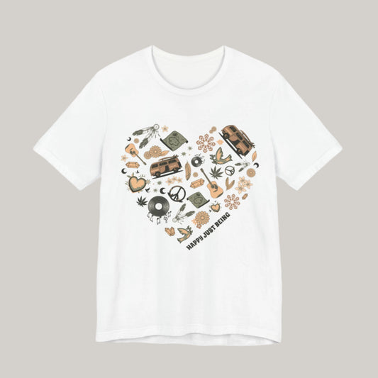 Happy Just Being Peace Sign Heart T-Shirt - Unisex