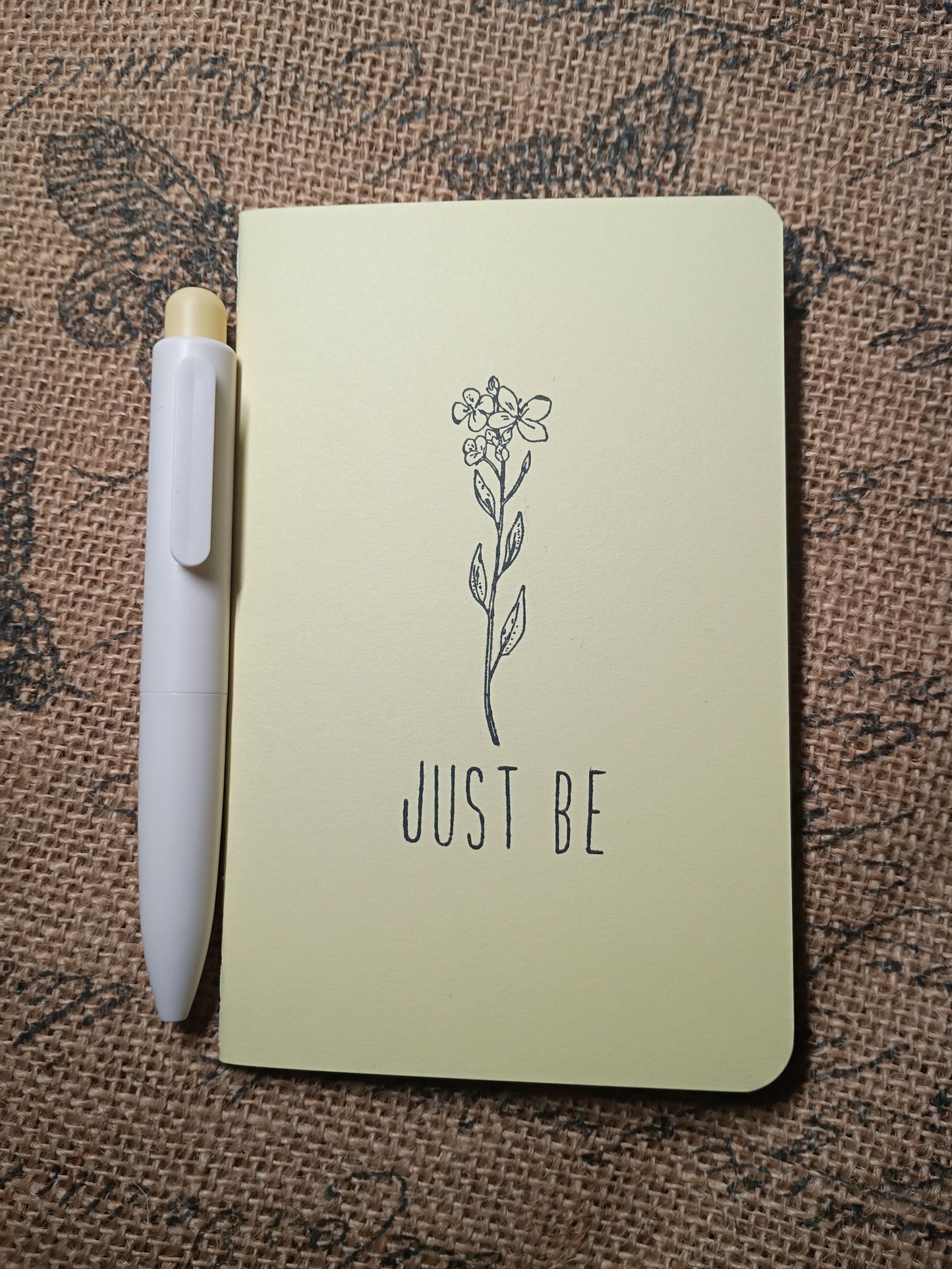 Minimalist Flower - Just Be Pocket Notebook w/Pen - Yellow Sunshine