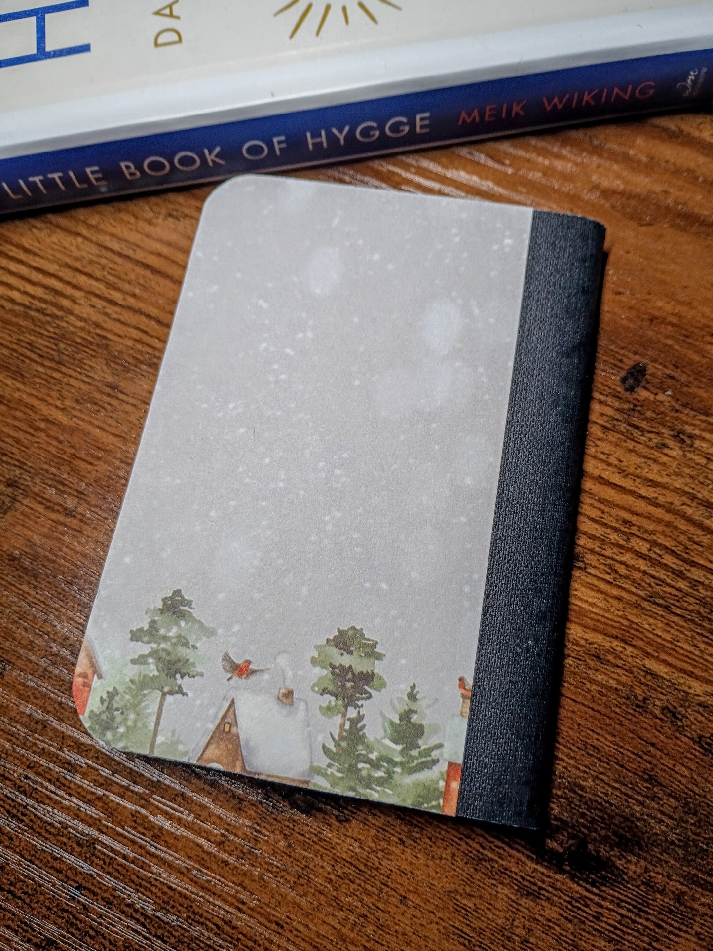 Upcycled Notebook, Snow Day, Lined Pages, Mini Pen