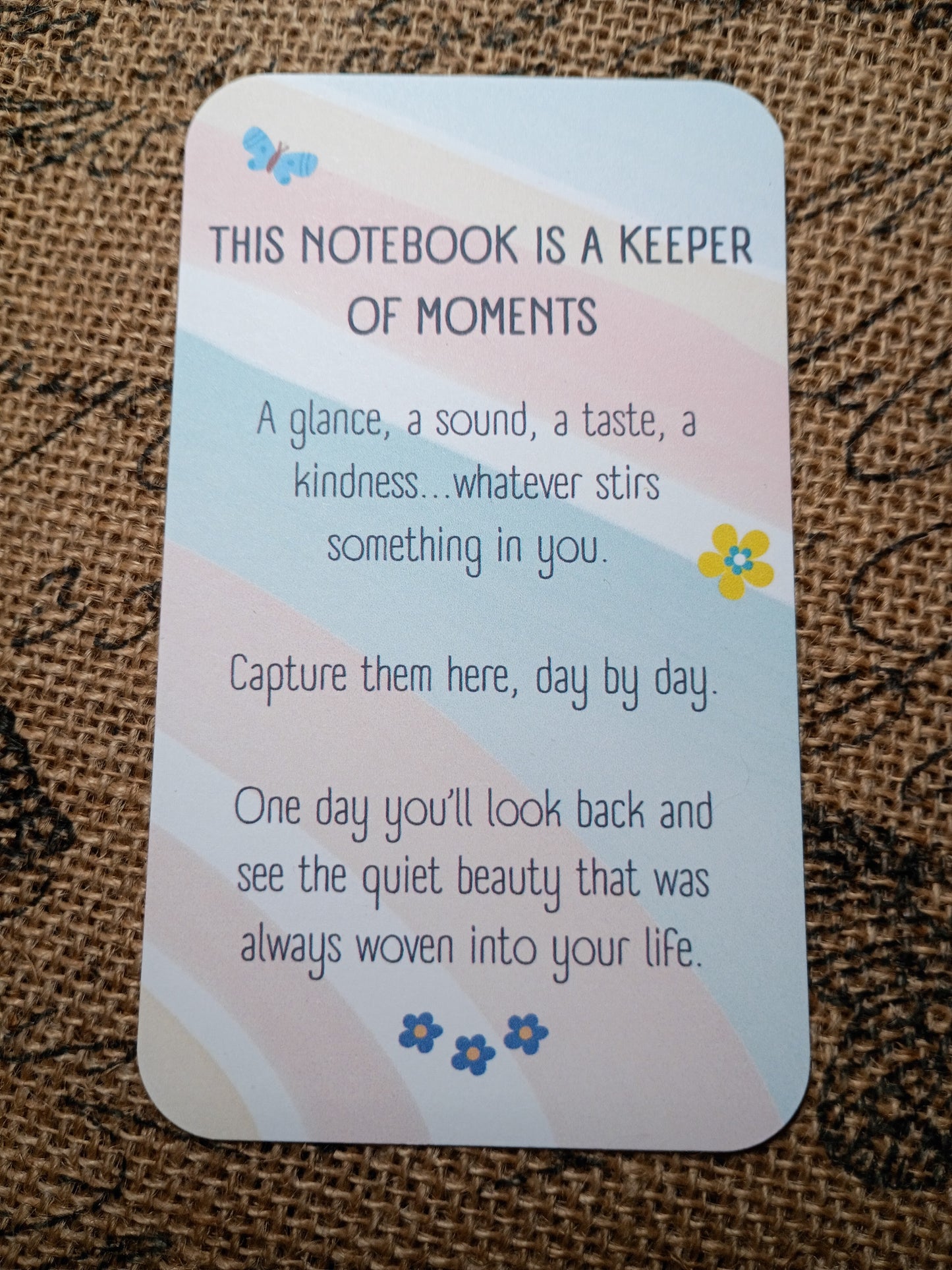 Altered Notebook, Purple Flowers, Lined Pages, Mini Pen