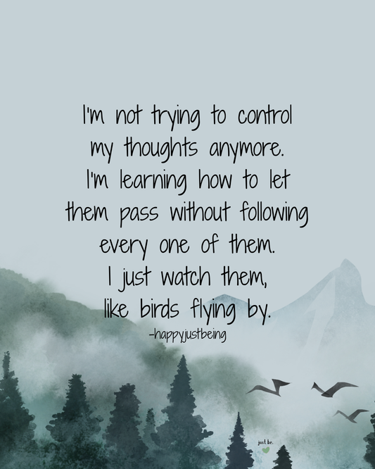I’m not trying to control my thoughts anymore. I’m learning how to let them pass without following every one of them. I just watch them, like birds flying by.