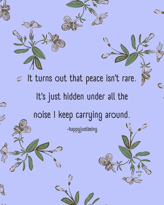 It turns out that peace isn’t rare. It’s just hidden under all the noise I keep carrying around. -happyjustbeing