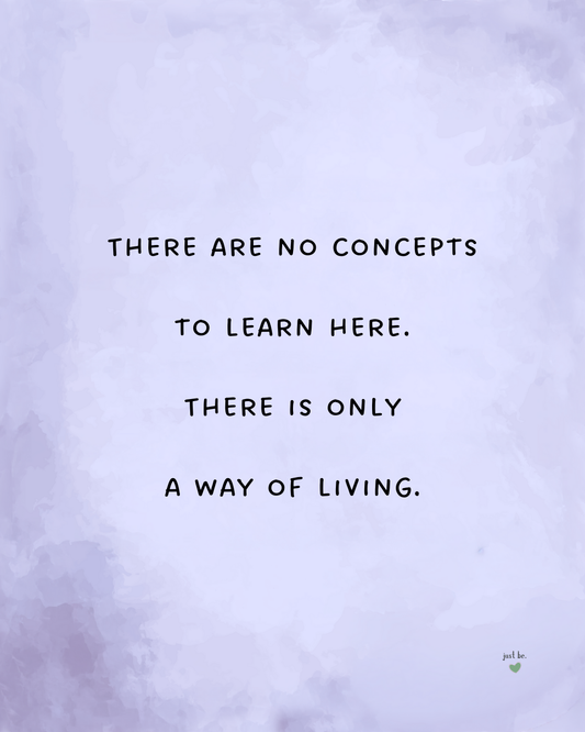 There are no concepts to learn here. There is only a way of living. -happyjustbeing