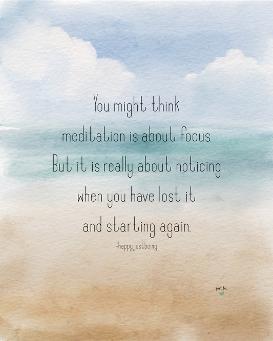 You might think meditation is about focus. But it is really about noticing when you have lost it and starting again.