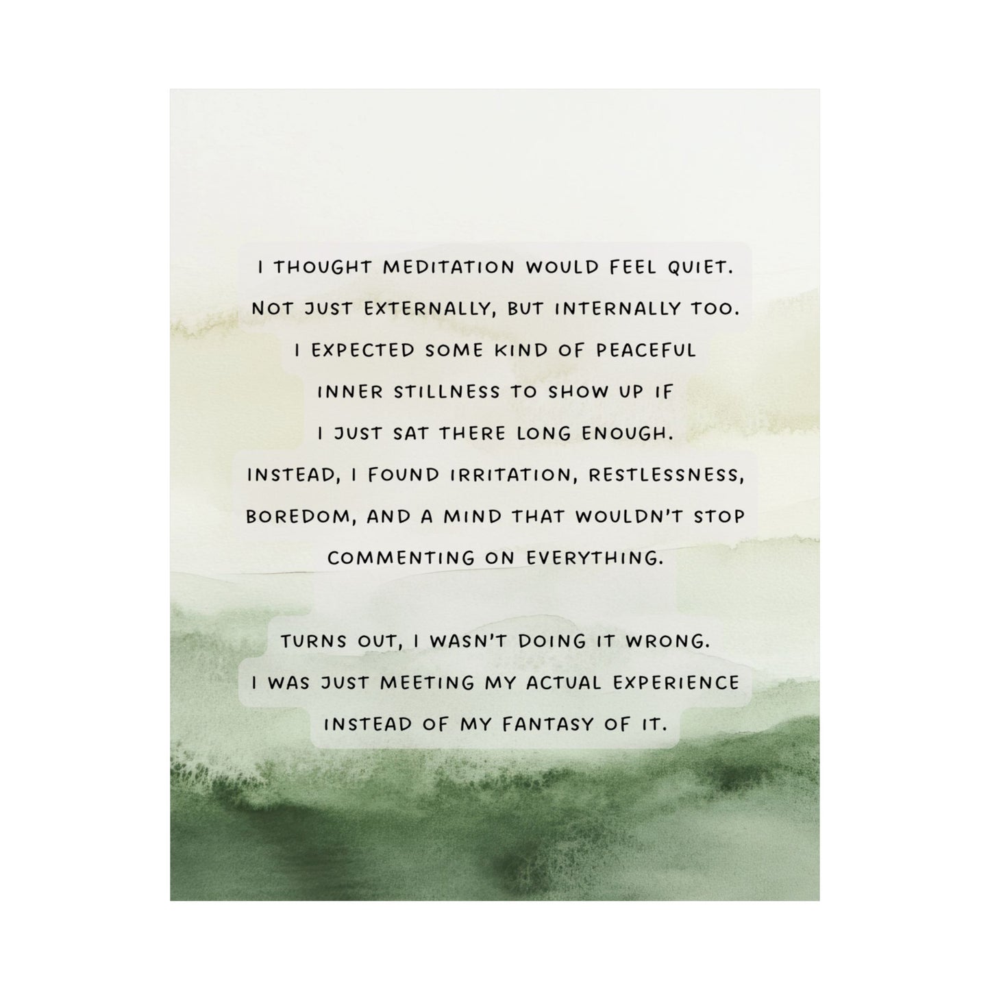 "Meeting Your Actual Experience" Mindfulness Poster 8x10 - Inspirational Wall Art Print