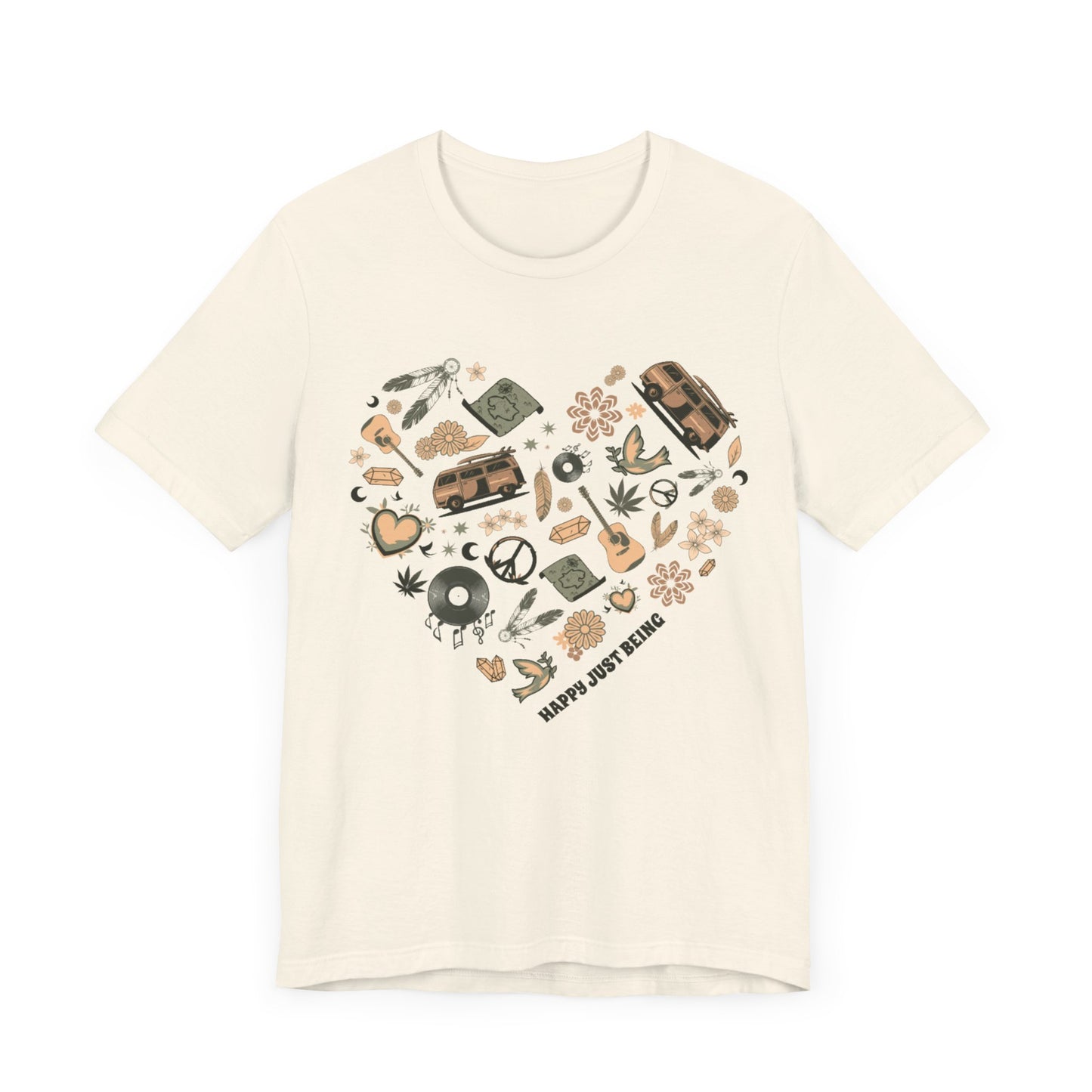 Happy Just Being Peace Sign Heart T-Shirt