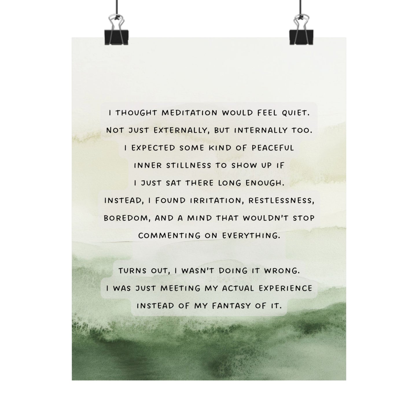 "Meeting Your Actual Experience" Mindfulness Poster 8x10 - Inspirational Wall Art Print