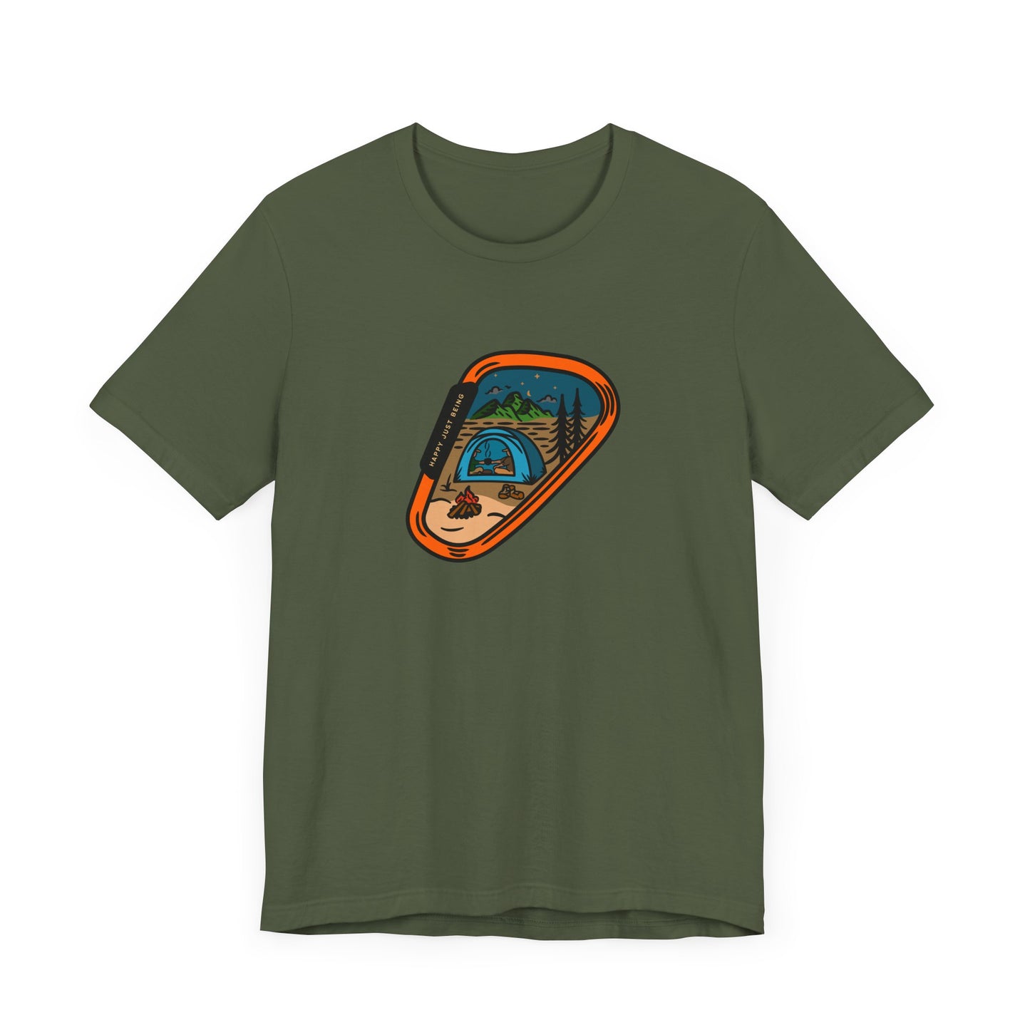 Happy Just Being Carabiner Clip Unisex Short Sleeve Tee