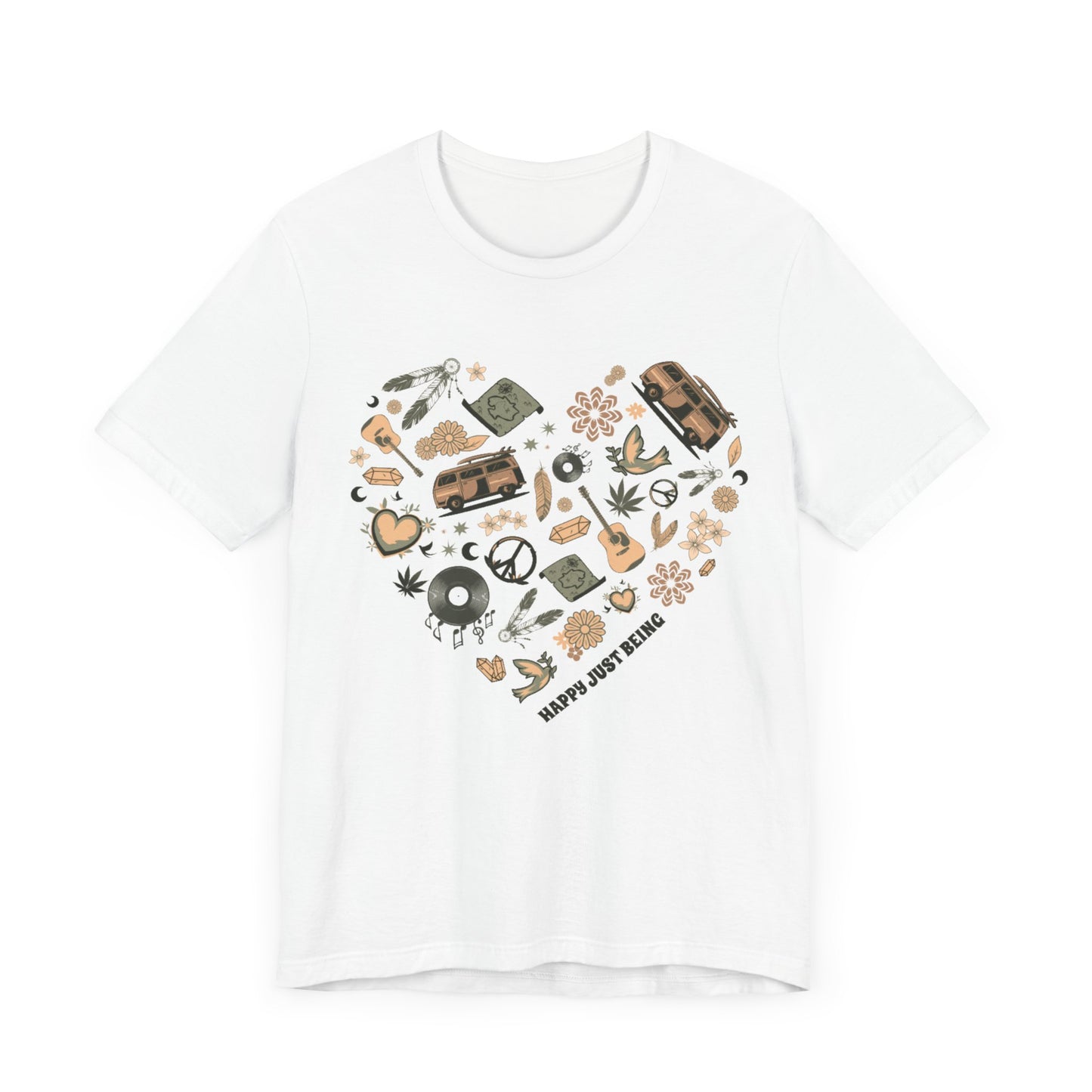 Happy Just Being Peace Sign Heart T-Shirt