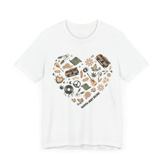 Happy Just Being Peace Sign Heart T-Shirt