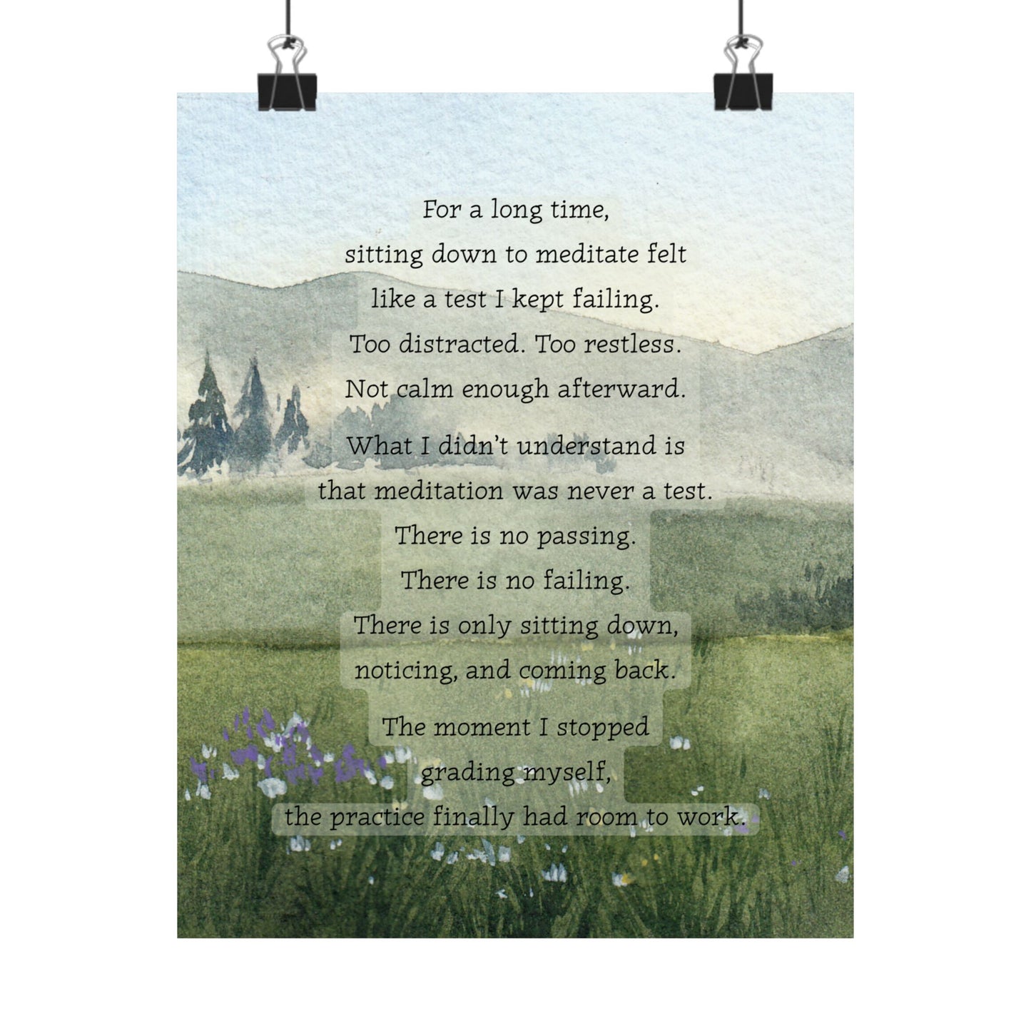 "Meditation Was Never a Test" Mindfulness Poster 8x10 - Inspirational Wall Art Print