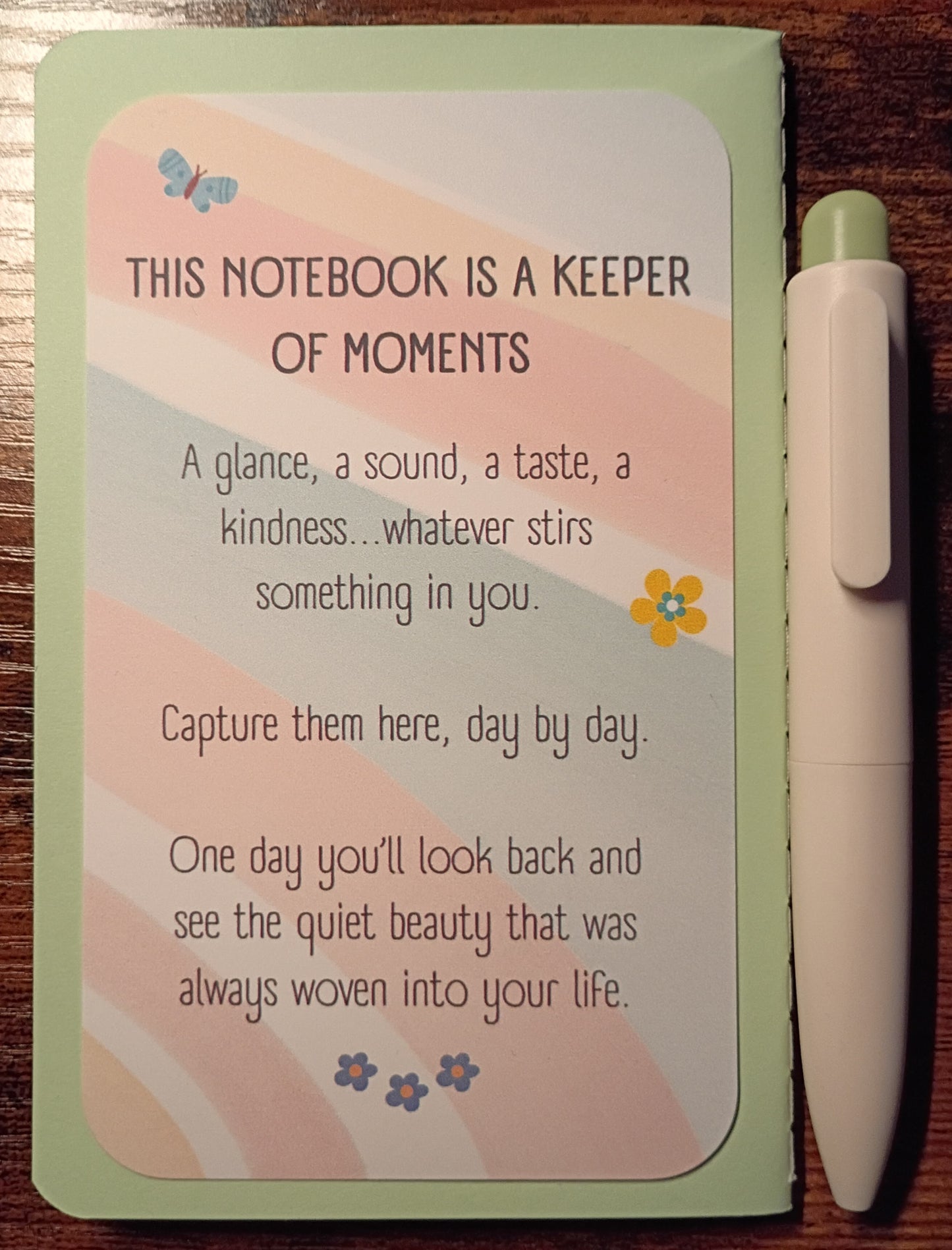 Minimalist Flower - Just Be Pocket Notebook w/Pen - Sage Green