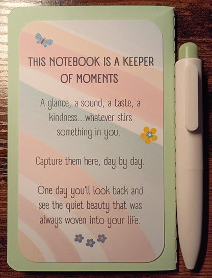 Minimalist Flower - Just Be Pocket Notebook w/Pen - Sage Green