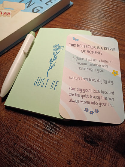 Minimalist Flower - Just Be Pocket Notebook w/Pen - Sage Green