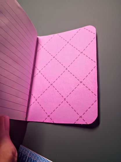 Upcycled Notebook, Purple Flowers, Lined Pages, Matching Pen