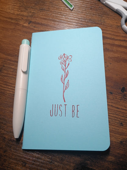 Minimalist Flower - Just Be Pocket Notebook w/Pen - Light Blue