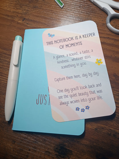 Minimalist Flower - Just Be Pocket Notebook w/Pen - Light Blue