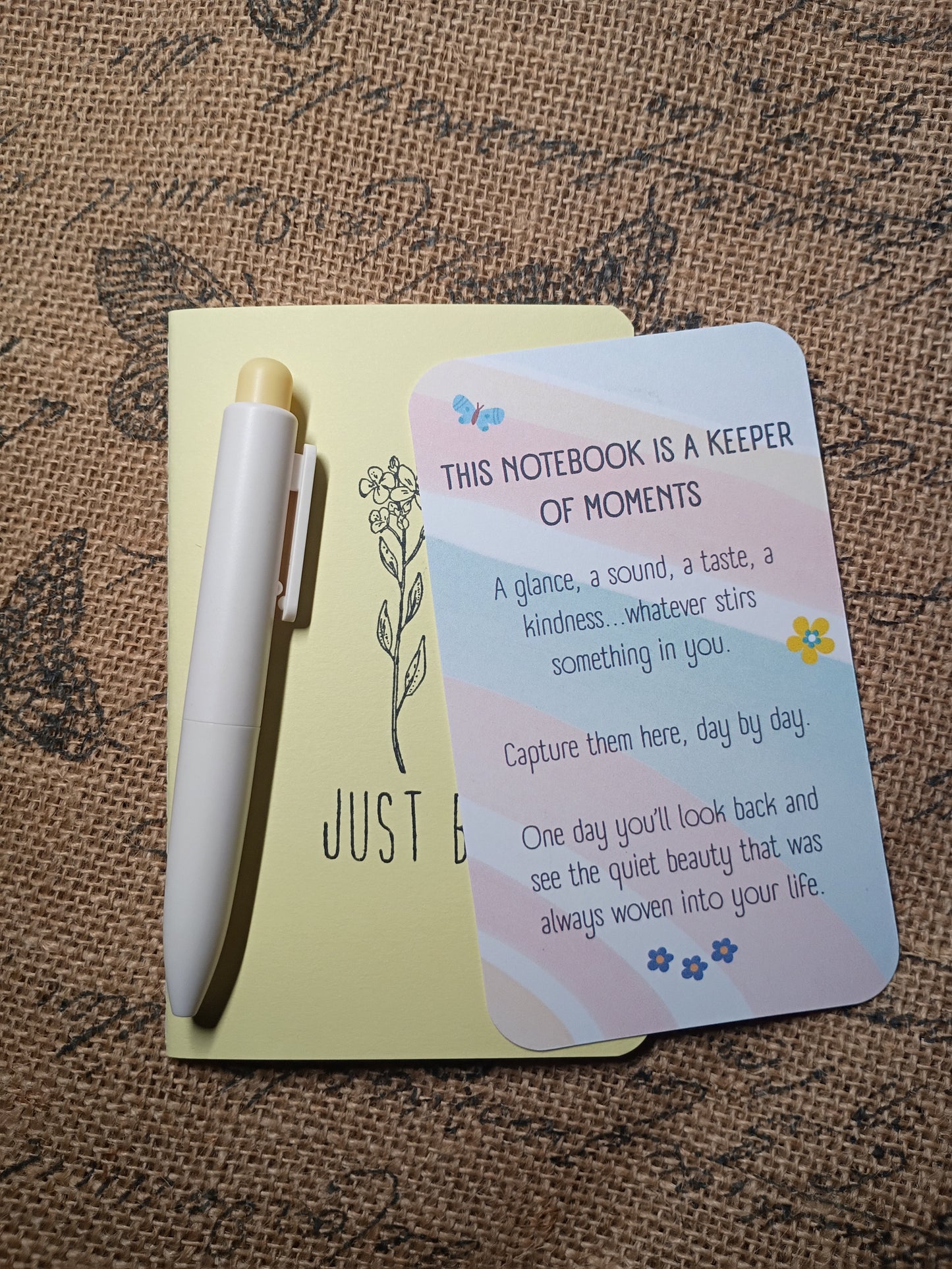 Minimalist Flower - Just Be Pocket Notebook w/Pen - Yellow Sunshine