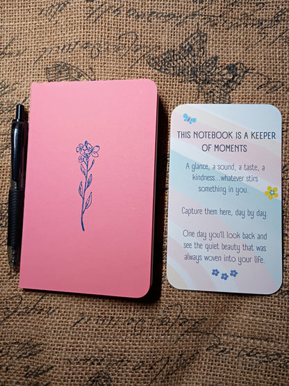 Minimalist Flower - Just Be Pocket Notebook w/Pen - Coral