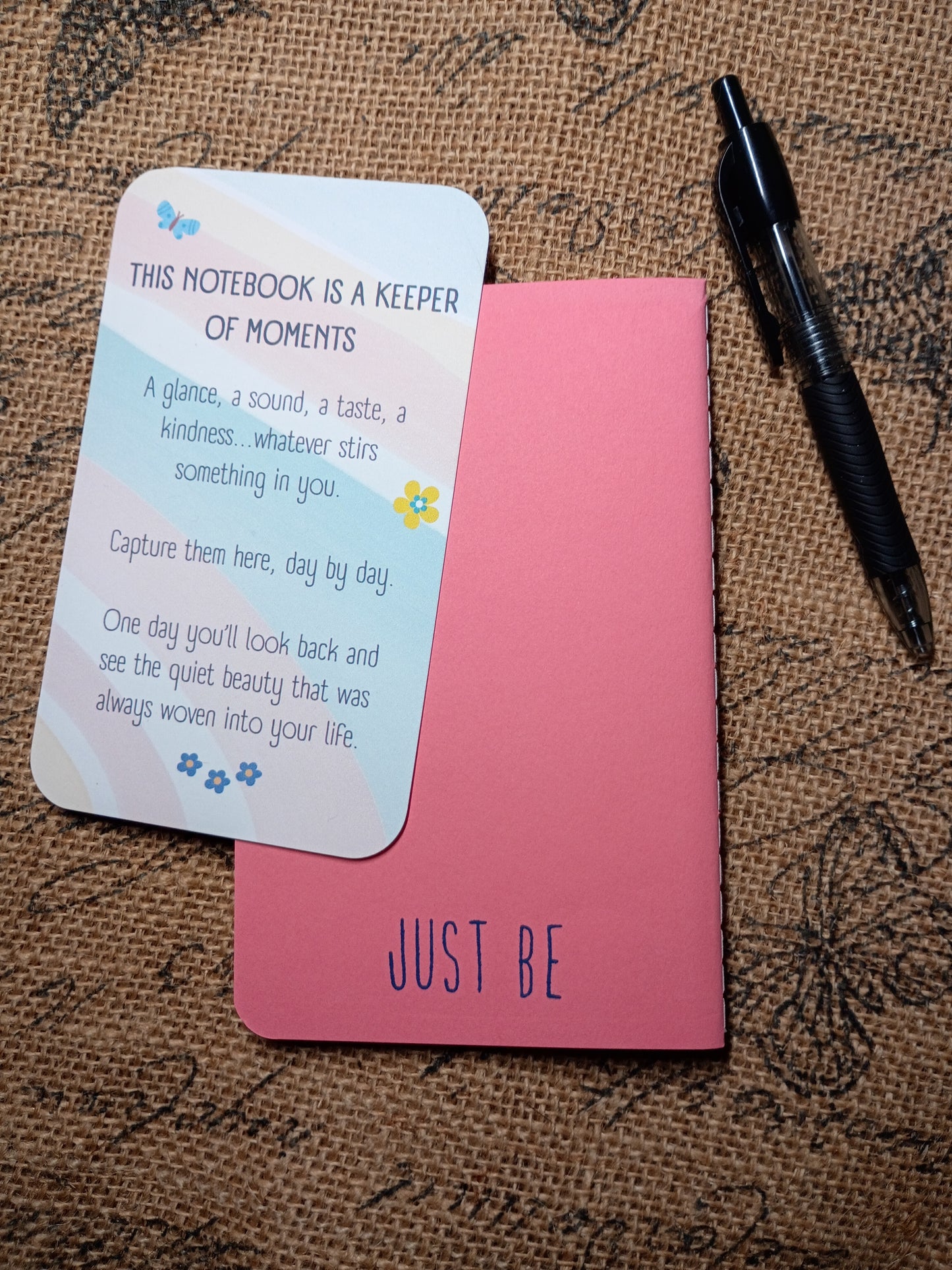 Minimalist Flower - Just Be Pocket Notebook w/Pen - Coral