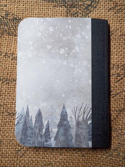 Upcycled Notebook, Winter, Lined Pages, Mini Pen