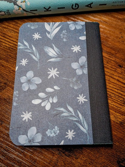 Upcycled Notebook, Winter Flowers, Lined Pages, Mini Pen