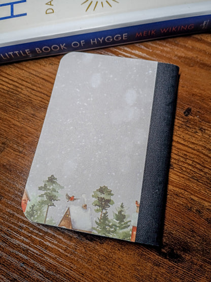 Upcycled Notebook, Snow Day, Lined Pages, Mini Pen