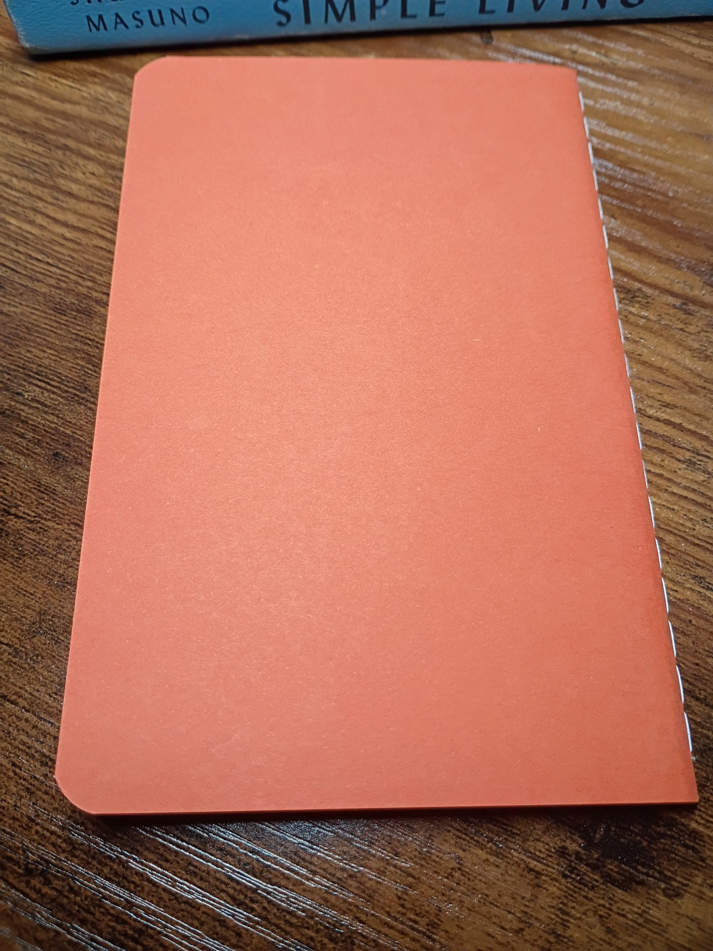 Moments Pocket Notebook w/Pen, Living in the Moment, Matte Orange With Flower, Upcycled, Altered