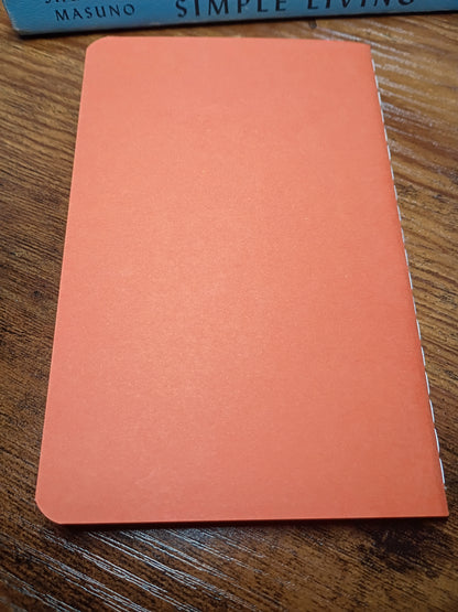 Moments Pocket Notebook w/Pen, Living in the Moment, Matte Orange With Flower, Upcycled, Altered