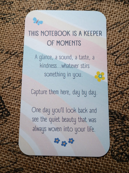 Altered Notebook, Purple Flowers, Lined Pages, Mini Pen