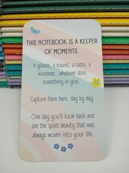 Purple Flowers Pocket Notebook with Matching Pen - Handmade Upcycled Journal
