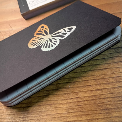Tiny Lined Notebooks Set with Pen | Black Butterfly Happy Notes