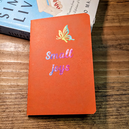 Cute Pocket Notebook with Pen | Small Joys Rainbow Butterfly Orange Set