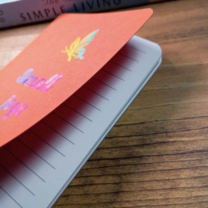 Cute Pocket Notebook with Pen | Small Joys Rainbow Butterfly Orange Set