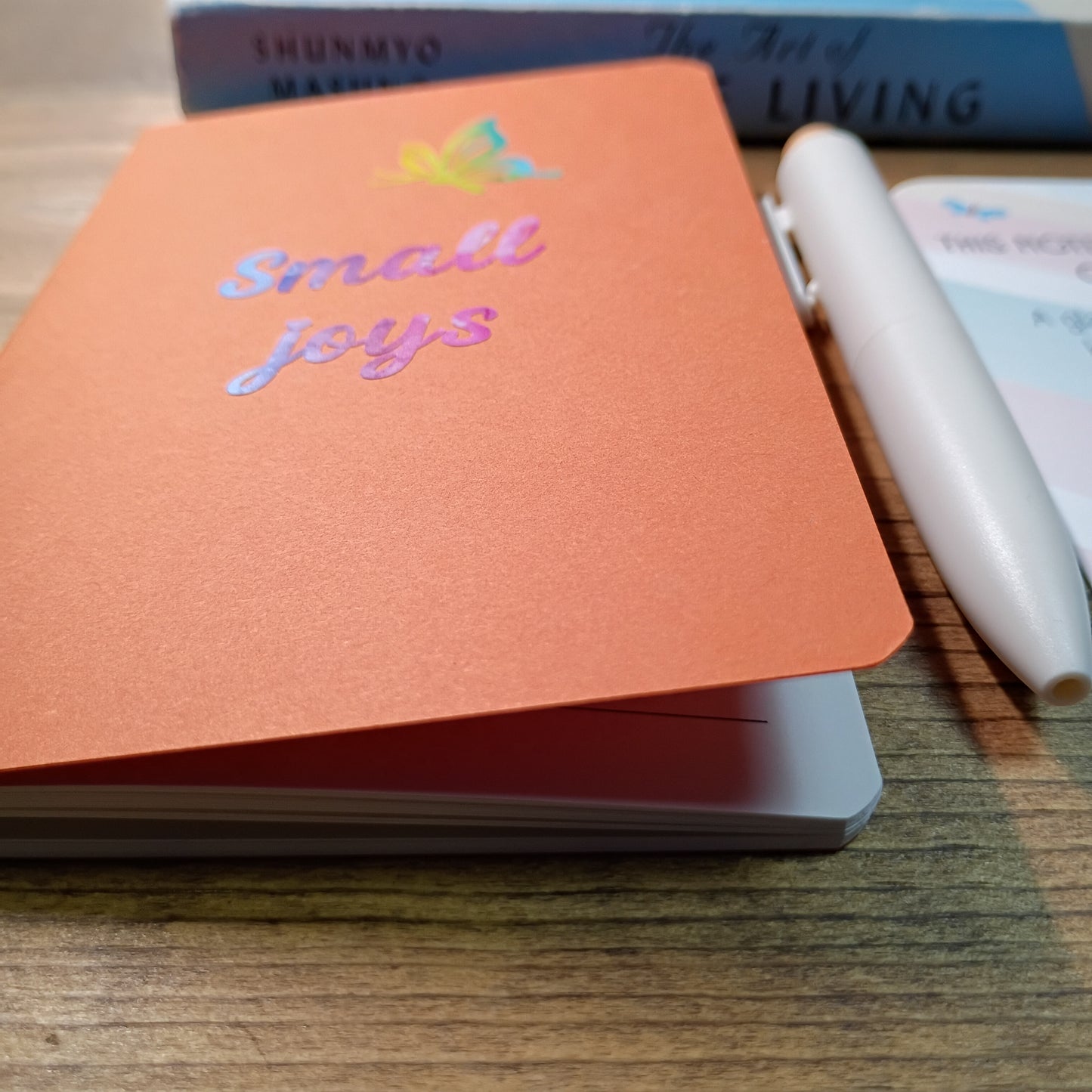 Cute Pocket Notebook with Pen | Small Joys Rainbow Butterfly Orange Set