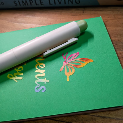 Cute Pocket Notebook with Pen | Moments of Joy Rainbow Butterfly Green Set