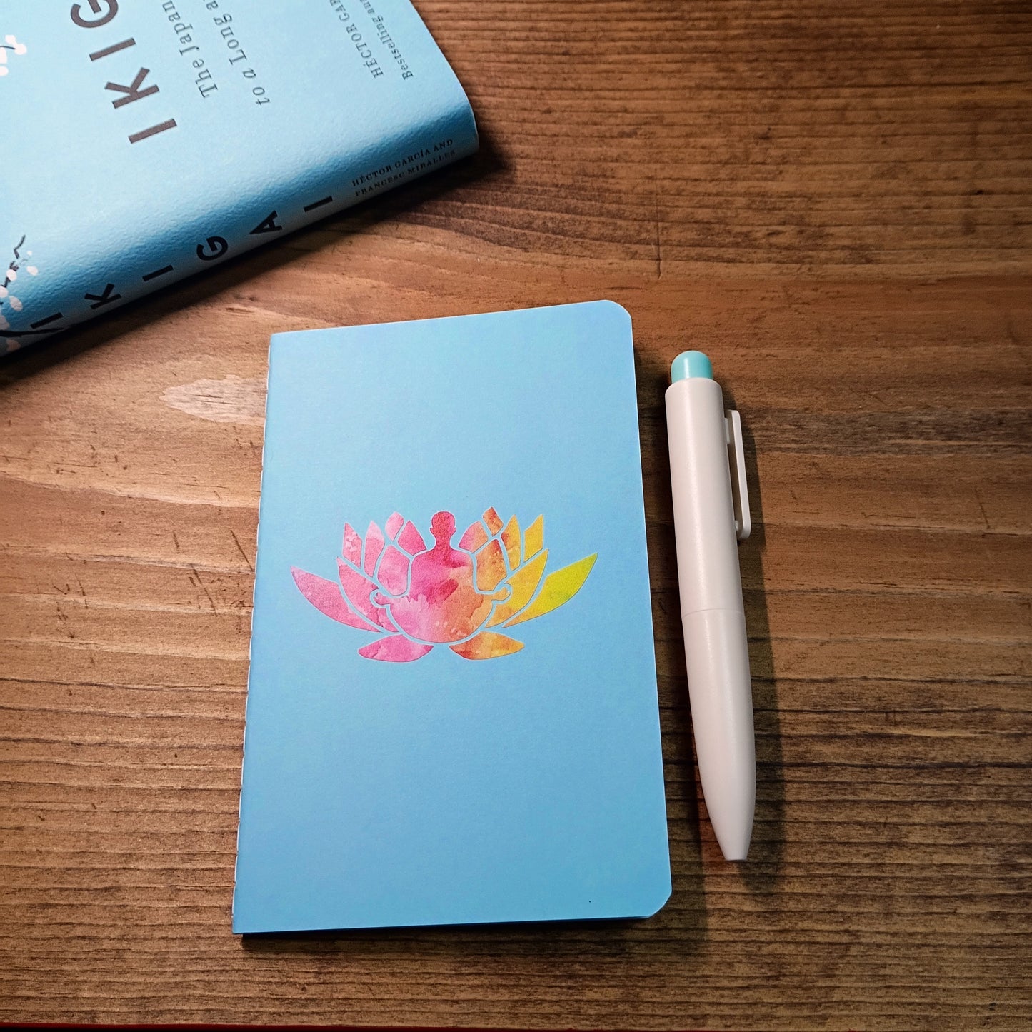 Cute Pocket Notebook with Pen | Lotus Flower Meditation