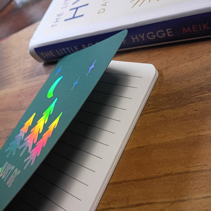 Cute Pocket Notebook with Pen | Holographic Just Be Trees Dark Green Set
