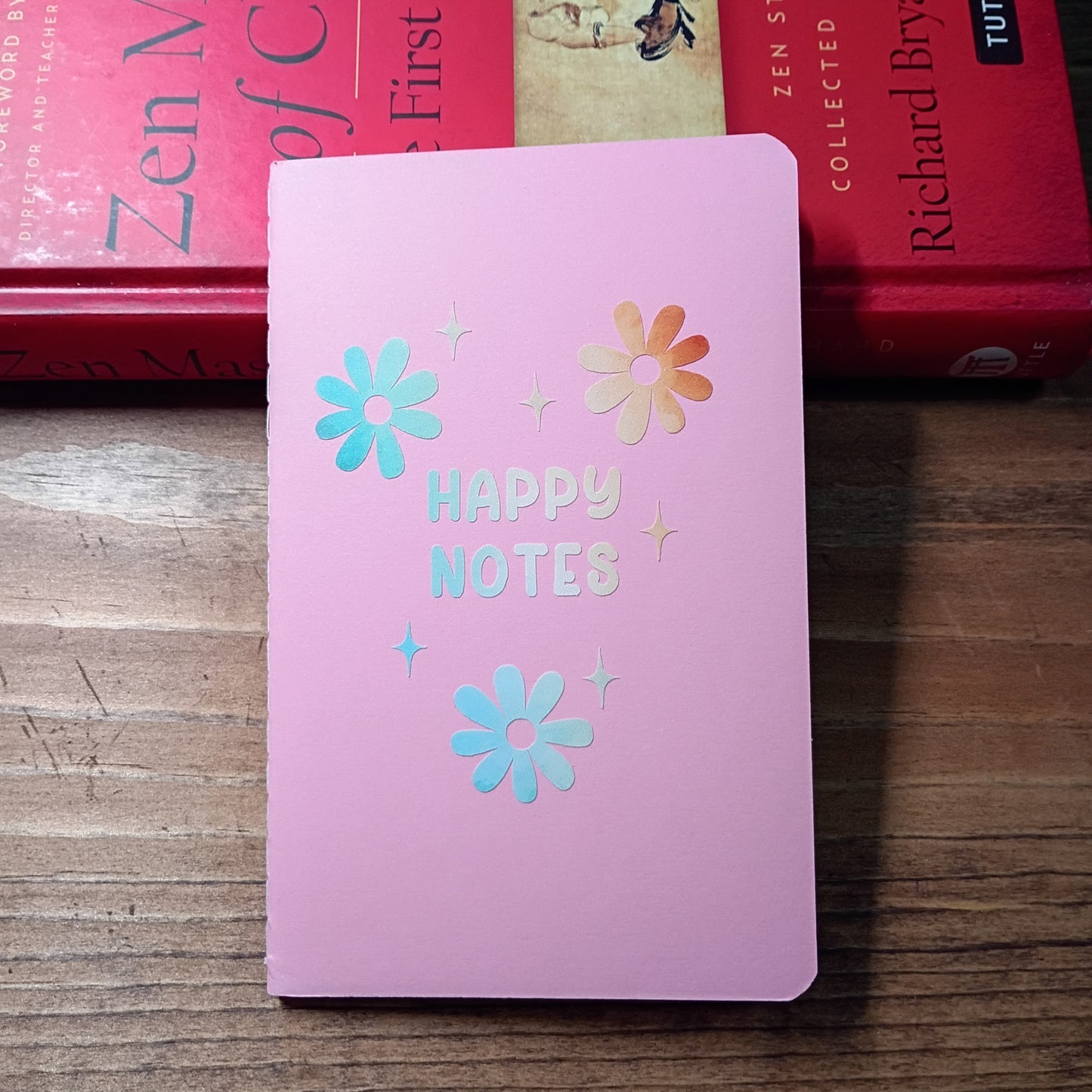 Cute Pocket Notebook with Pen | Rainbow Watercolor Happy Notes Pink Set
