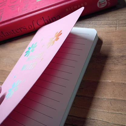 Cute Pocket Notebook with Pen | Rainbow Watercolor Happy Notes Pink Set