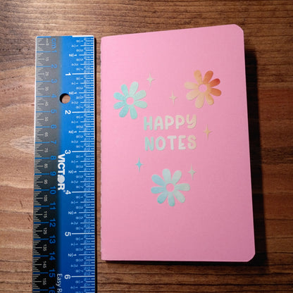 Cute Pocket Notebook with Pen | Rainbow Watercolor Happy Notes Pink Set