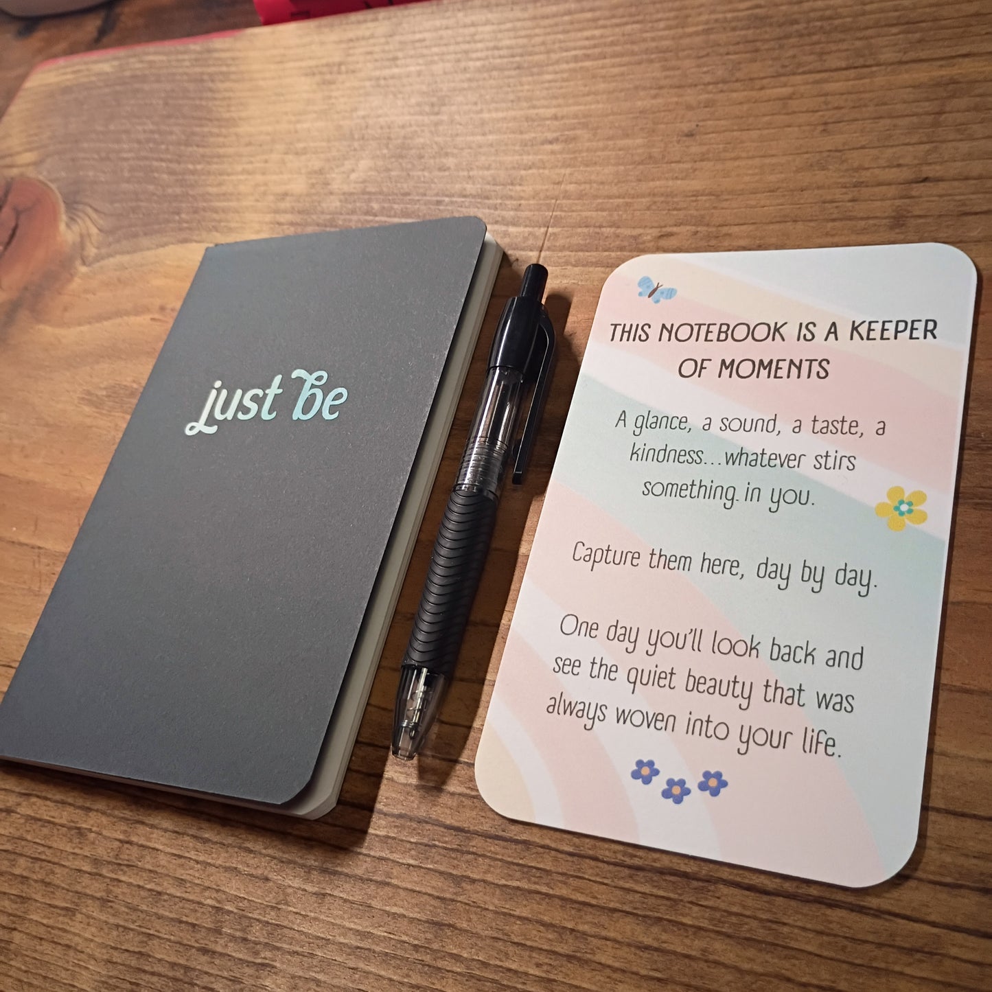 Cute Pocket Notebook with Pen | Rainbow Watercolor Just Be Black Set