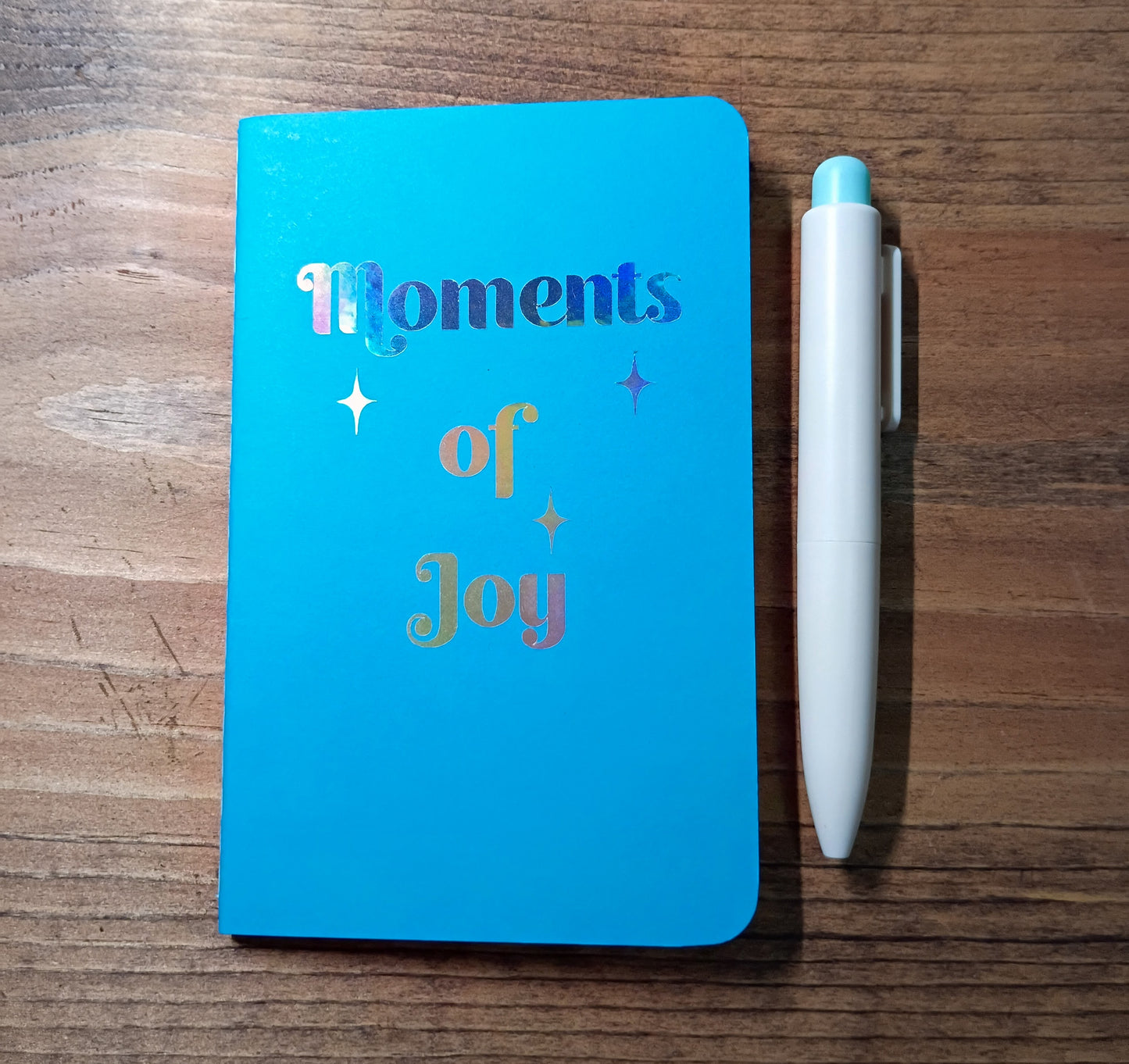 Cute Pocket Notebook with Pen | Rainbow Watercolor Moments of Joy Blue Set