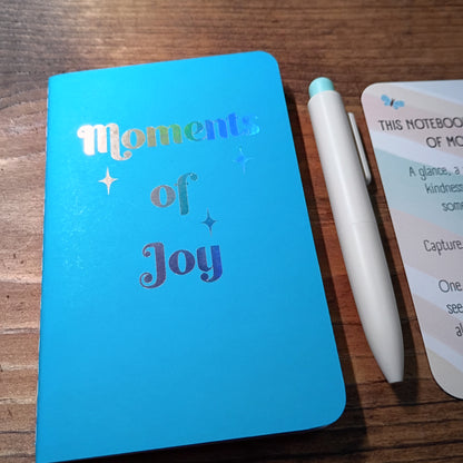 Cute Pocket Notebook with Pen | Rainbow Watercolor Moments of Joy Blue Set