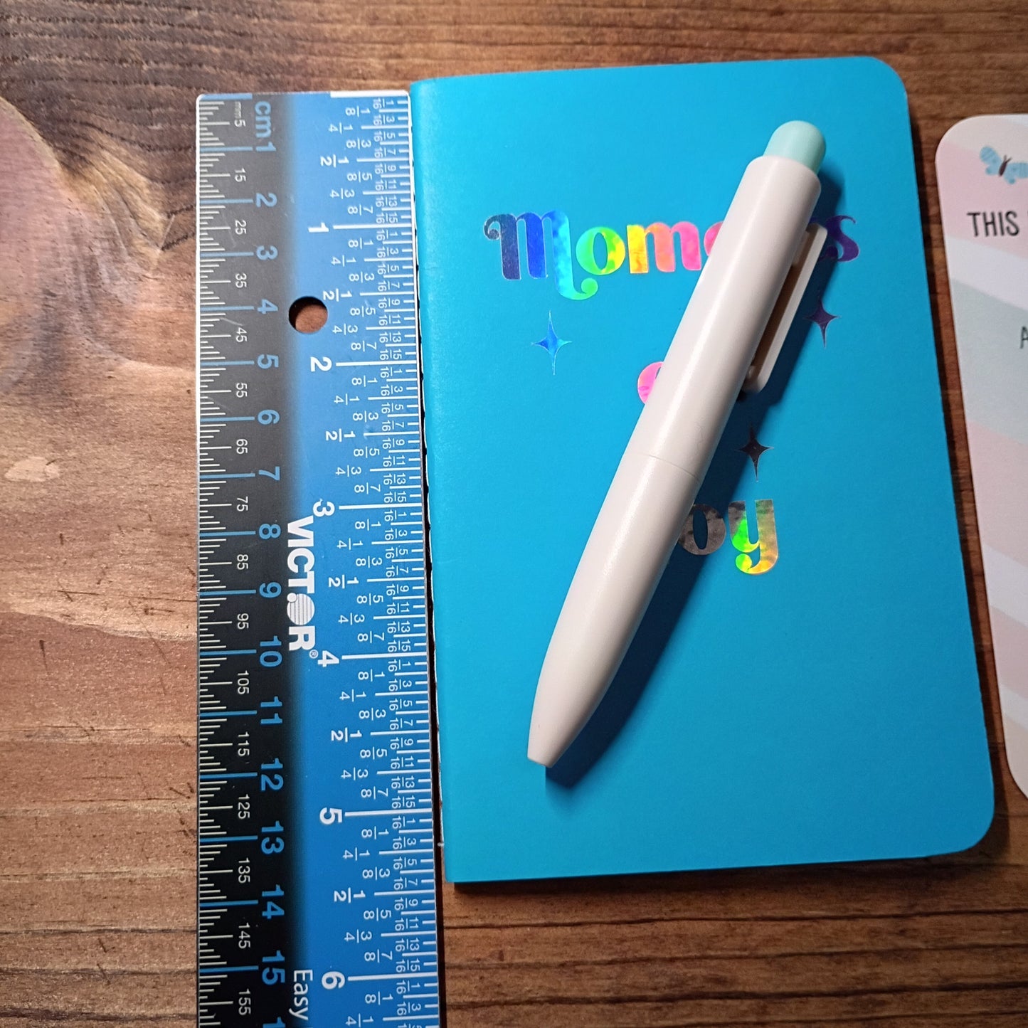 Cute Pocket Notebook with Pen | Rainbow Watercolor Moments of Joy Blue Set