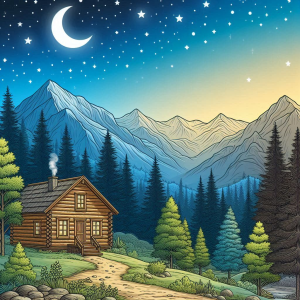 drawing of a simple life cabin